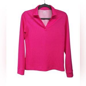 Slazenger Golf Pink Mesh Lined Long Sleeve Polo Womens Medium